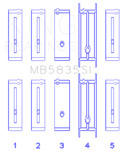 King Engine Bearings Chevrolet 121Ci/Ln2 134Ci Housing Bore +.002 (Size +0.75mm) Main Bearing Set
