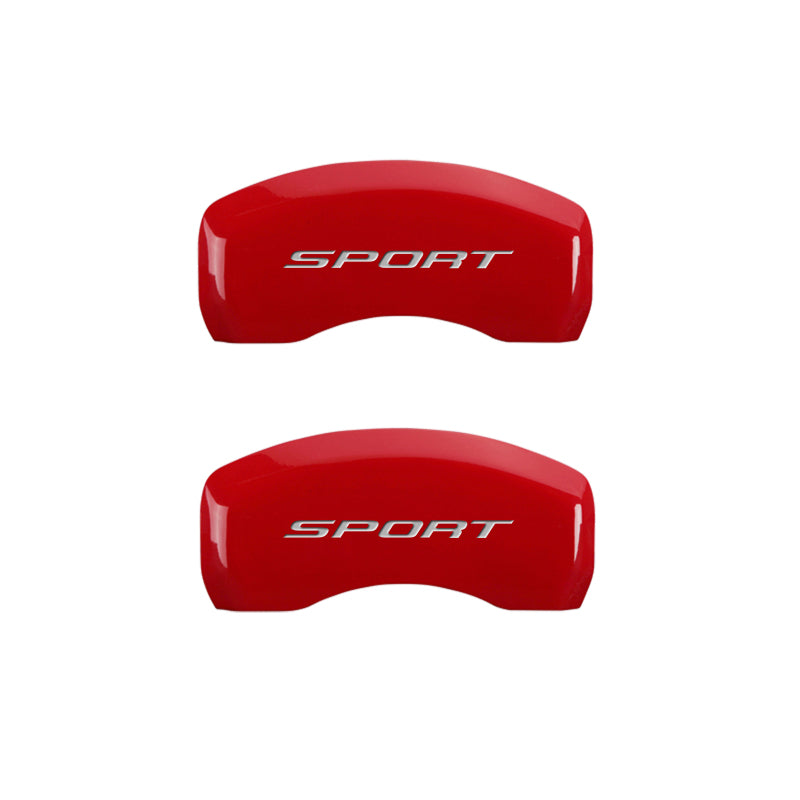 MGP 4 Caliper Covers Engraved Front & Rear No Bolts/Sport 2015 Red finish silver ch