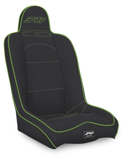 PRP Daily Driver High Back Suspension Seat- Black/Green Vinyl