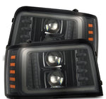 AlphaRex 92-96 Ford F-Series/Bronco PRO-Series Proj Headlights Alpha-Blk w/Seq. Sig & DRL