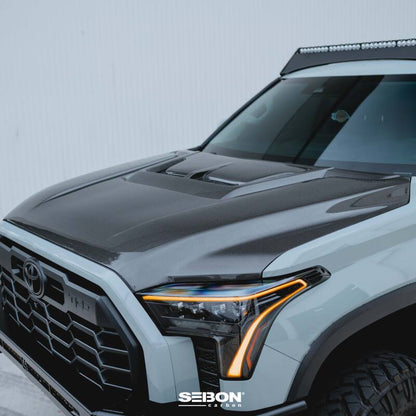 Seibon 22-24 Toyota Tundra / 23-24 Toyota Sequoia RR-Style Carbon Fiber Hood