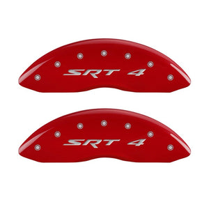MGP Front set 2 Caliper Covers Engraved Front SRT4 Red finish silver ch
