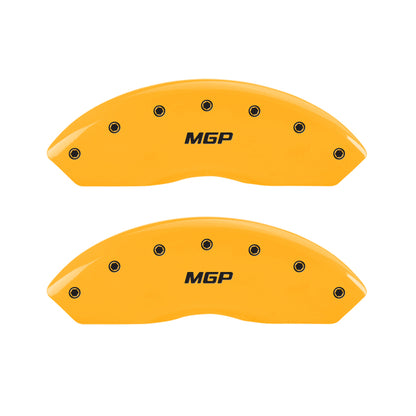 MGP Front set 2 Caliper Covers Engraved Front MGP Yellow finish black ch