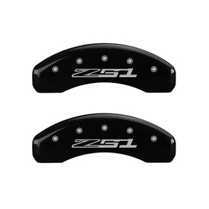 MGP 4 Caliper Covers Engraved Front Corvette C7 Engraved Rear Z51/2015 Black finish silver ch