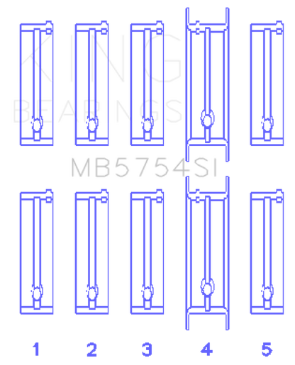 King Engine Bearings Chevrolet 121Ci/Ln2 134Ci Fl O/S 010 (Size +0.25mm) Main Bearing Set