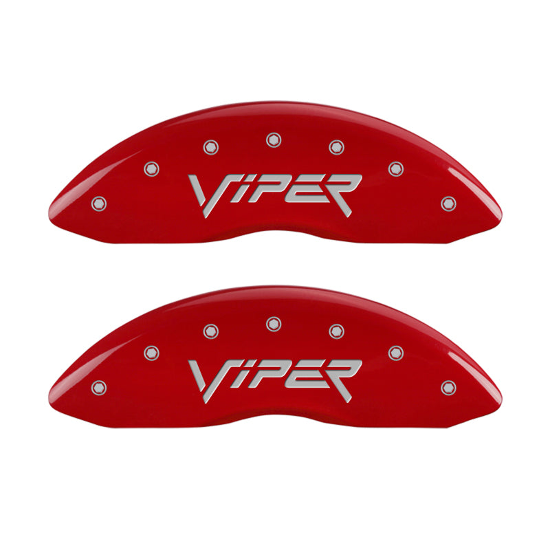 MGP 4 Caliper Covers Engraved Front Gen 2/Viper Engraved Rear Gen 2/Snake Red finish silver ch
