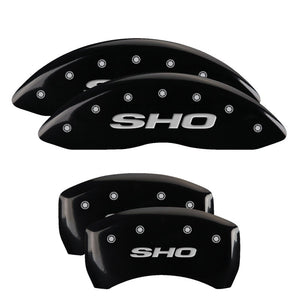 MGP 4 Caliper Covers Engraved Front & Rear SHO Black finish silver ch