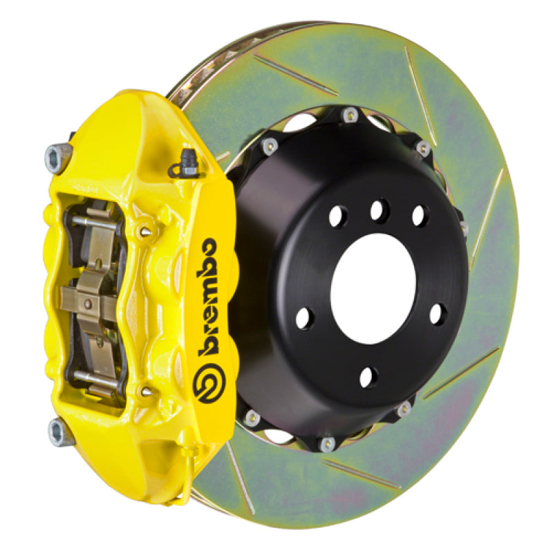 Brembo 08-12 Quattroporte Rr GT BBK 4Pist Cast 380x28 2pc Rotor Slotted Type1-Yellow