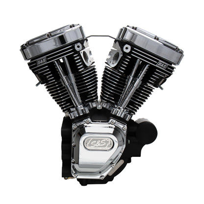 S&S Cycle 07-16 Touring Models T124 T-Series Long Block - Wrinkle Black