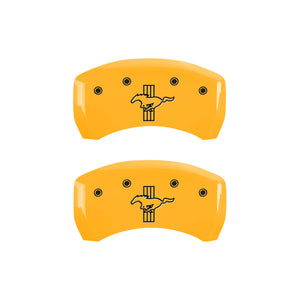 MGP 4 Caliper Covers Engraved Front Mustang Rear Bar & Pony Yellow Finish Blk Char 2006 Ford Mustang