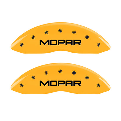 MGP 4 Caliper Covers Engraved Front & Rear Mopar Yellow Finish Black Char 2007 Dodge Durango