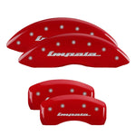 MGP 4 Caliper Covers Engraved Front & Rear Impala Red finish silver ch