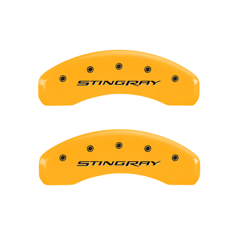 MGP 4 Caliper Covers Engraved Front & Rear Stingray Yellow finish black ch