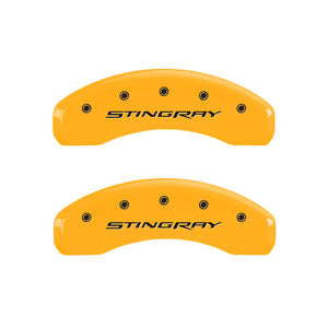 MGP 4 Caliper Covers Engraved Front & Rear Stingray Yellow finish black ch