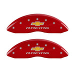 MGP 4 Caliper Covers Engraved Front & Rear Chevy Racing Red Finish Silver Char 2016 Chevrolet SS
