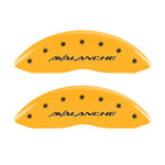 MGP 4 Caliper Covers Engraved Front & Rear Avalanche Yellow finish black ch