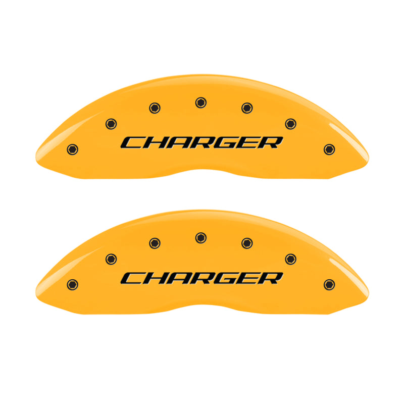 MGP 4 Caliper Covers Engraved Front Charger Rear RT Yellow Finish Black Char 2006 Dodge Charger
