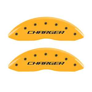 MGP 4 Caliper Covers Engraved Front Charger Rear RT Yellow Finish Black Char 2007 Dodge Charger