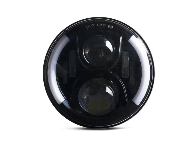 Raxiom 97-18 Jeep Wrangler TJ & JK 6-LED Headlights w/ Partial Halo- Black Housing (Clear Lens)
