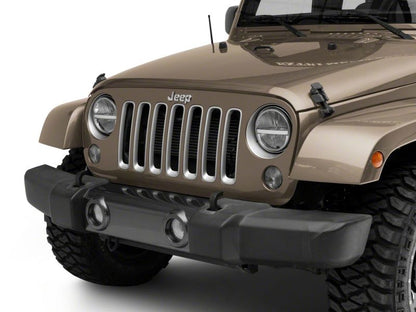 Raxiom 97-18 Jeep Wrangler TJ & JK Axial 7-In LED Headlights w/ DRL - Black Housing (Clear Lens)