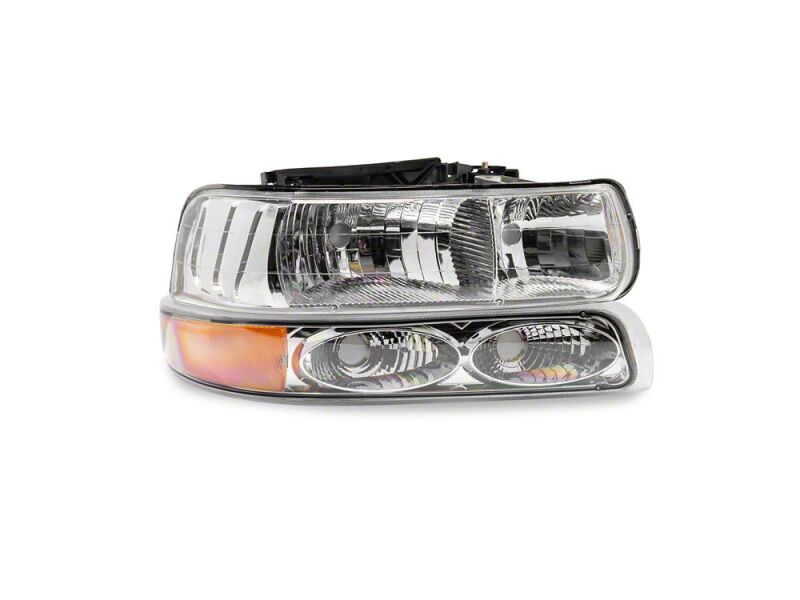 Raxiom 99-02 Chevrolet Silverado 1500 OE Style Headlights/Bumper Lights- Chrome - Clear Lens