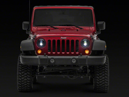 Raxiom 07-18 Jeep Wrangler JK Axial Series DB2 LED Headlights- Black Housing- Clear Lens