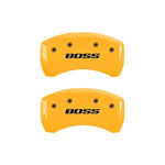 MGP Rear set 2 Caliper Covers Engraved Rear Boss Yellow finish black ch