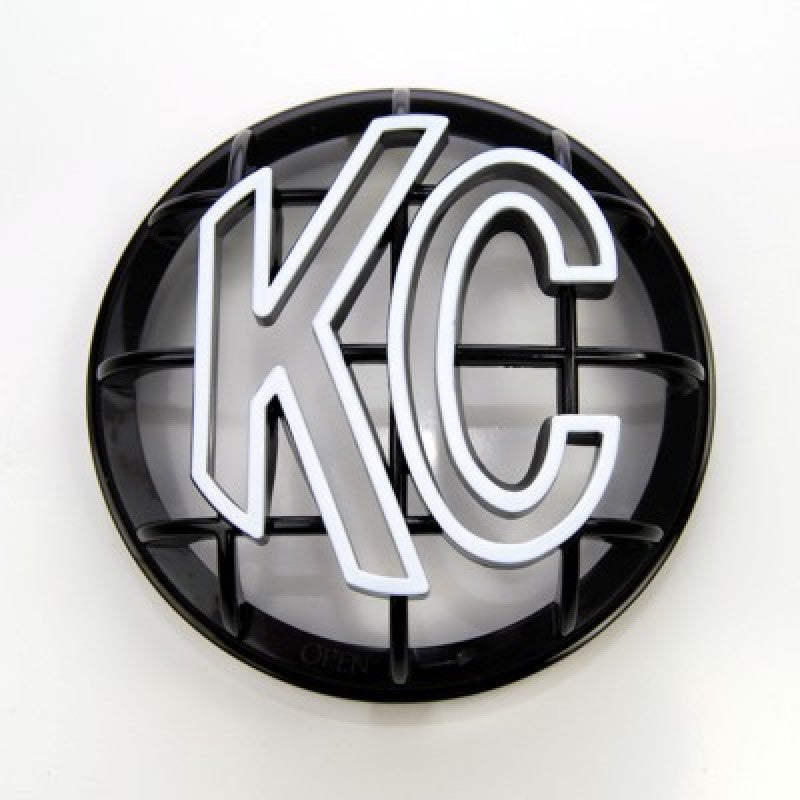 KC HiLiTES 5in. Round ABS Stone Guard for Apollo Lights (Single) - Black w/White KC Logo