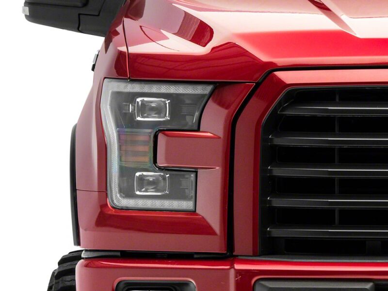 Raxiom 15-17 Ford F-150 LED Projector Headlights with LED Amber DRL- Black Housing- Clear Lens