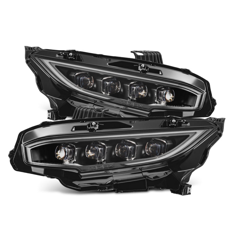 AlphaRex 16-21 Honda Civic NOVA-Series LED Proj Headlights Blk w/Activation Light & Seq.Sig / SB DRL