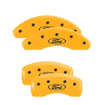 MGP 4 Caliper Covers Engraved Front & Rear Ford Oval Yellow Finish Black Char 21 Ford Bronco Sport