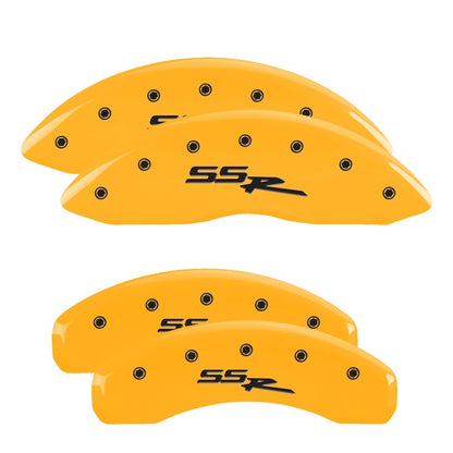 MGP 4 Caliper Covers Engraved Front & Rear Ssr Yellow Finish Black Char 2008 Chevrolet Trailblazer
