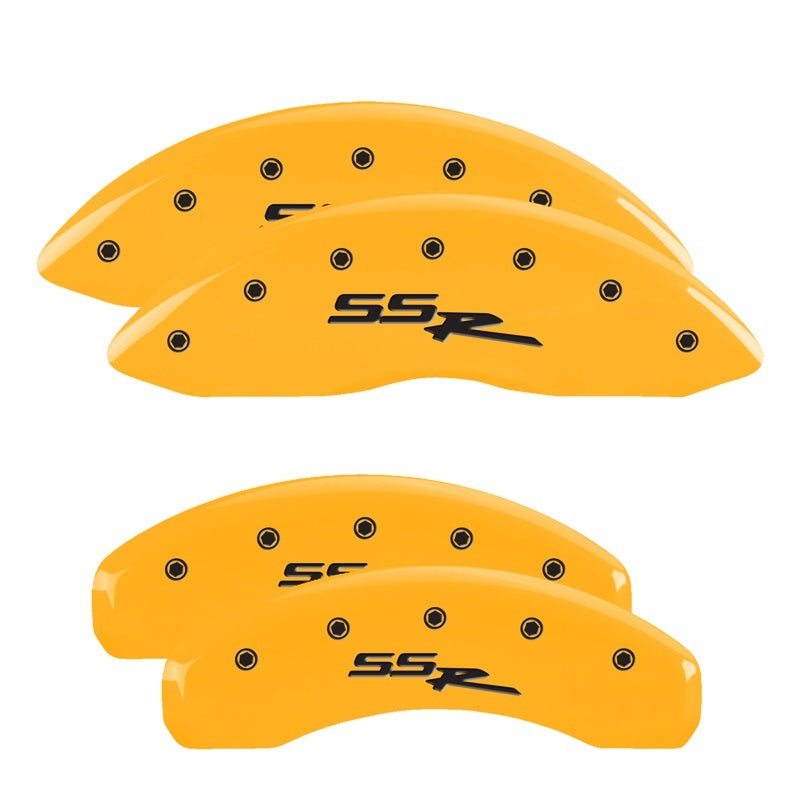 MGP 4 Caliper Covers Engraved Front & Rear Ssr Yellow Finish Black Char 2004 Chevrolet SSR