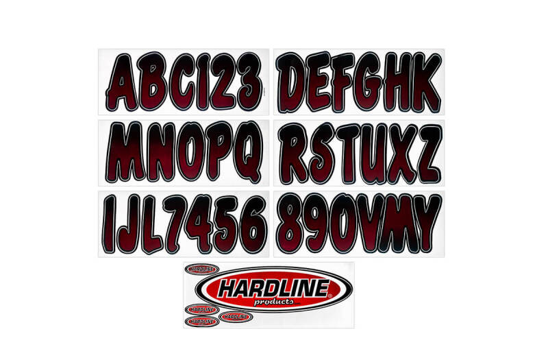 Hardline Boat Lettering Registration Kit 3 in. - 200 Burgundy/Black