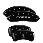 MGP 4 Caliper Covers Engraved Front Cobra Engraved Rear Snake Black finish silver ch