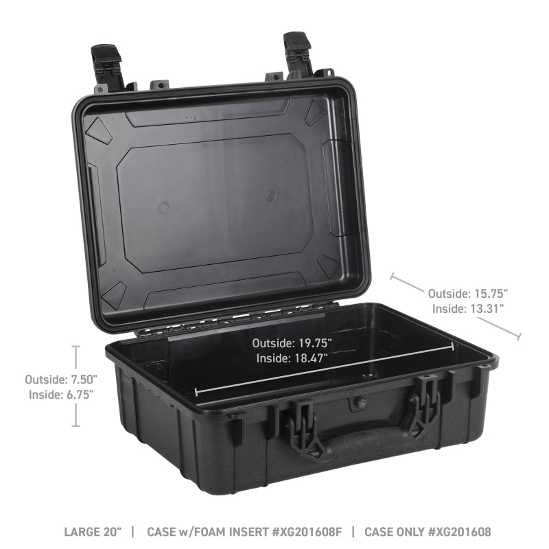 Go Rhino XVenture Gear Hard Case - Large 20in. / Lockable / IP67 / Automatic Air Valve - Tex. Black