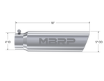 MBRP Universal 5in OD Angled Rolled End 4in Inlet 18in Lgth T304 Exhaust Tip