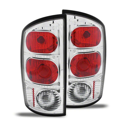 Raxiom 02-05 Dodge RAM 1500 Axial Series Tail Lights- Chrome Housing- Red/Clear Lens
