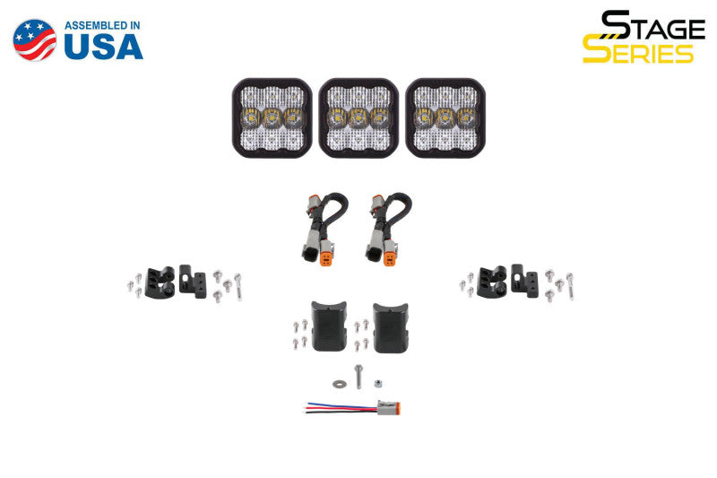 Diode Dynamics SS5 Pro Universal CrossLink 3-Pod Lightbar - White Driving