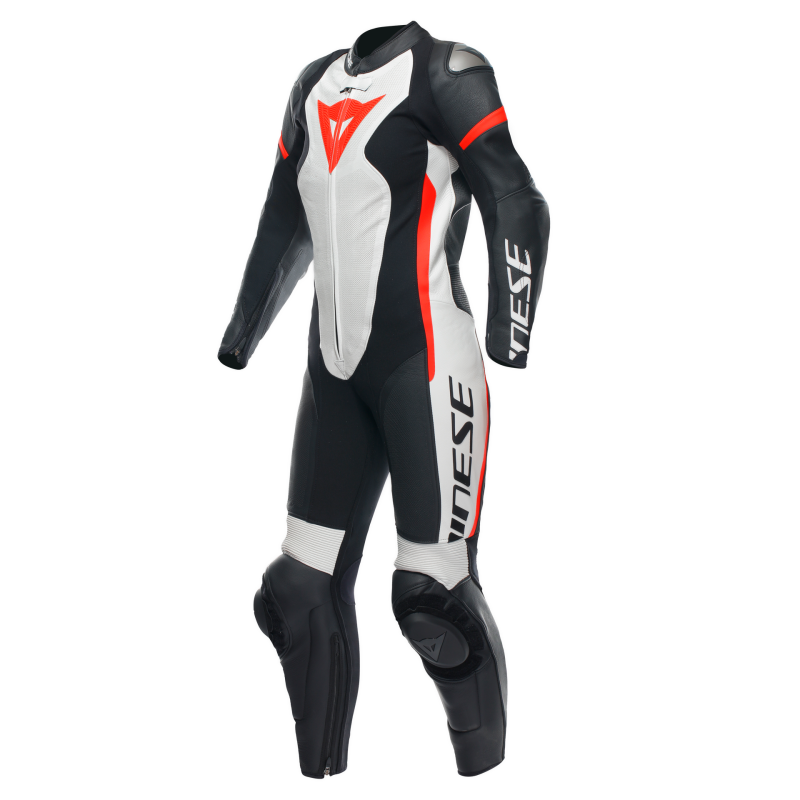 Dainese Grobnik Lady Leather 1PC Perforated Suit Black/White/Fluorescent Red Size - 38