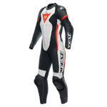 Dainese Grobnik Lady Leather 1PC Perforated Suit Black/White/Fluorescent Red Size - 54