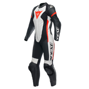 Dainese Grobnik Lady Leather 1PC Perforated Suit Black/White/Fluorescent Red Size - 48