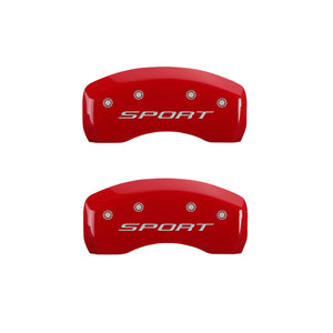 MGP 4 Caliper Covers Engraved front & Rear 2015/Sport Red finish silver ch