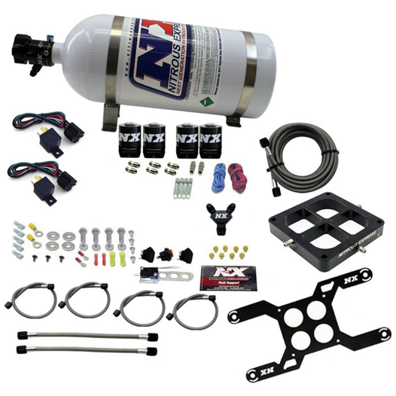 Nitrous Express Dominator Dual Stage Billet Crossbar Nitrous Kit (50-300 & 100-500HP) w/10lb Bottle