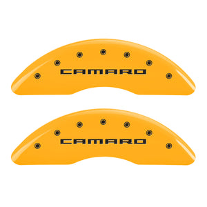 MGP 4 Caliper Covers Engraved Front & Rear Gen 5/Camaro Yellow finish black ch