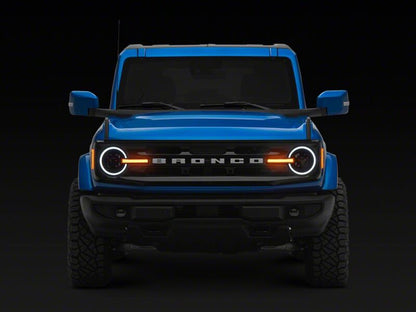 Raxiom 21-26 Ford Bronco LED Halo Headlights with White Backlight- Black Housing- Clear Lens