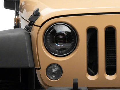 Raxiom 07-18 Jeep Wrangler JK Axial Series Quatro LED Headlights- Black Housing- Clear Lens