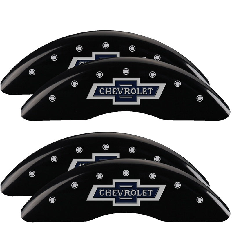 MGP 4 Caliper Covers Engraved F & R 100th Anniv Black Finish Silver Char 2019 Chevy Silverado 3500HD