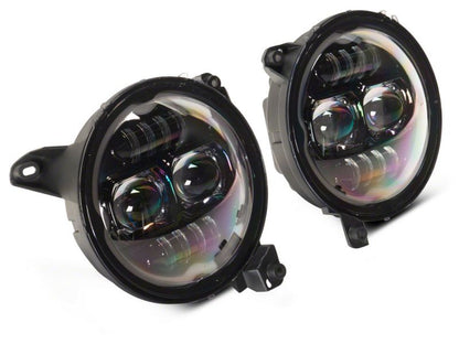Raxiom 18-23 Jeep Wrangler JL Axial Series 9-In Angel Eye LED Headlights- Black Housing (Clear Lens)