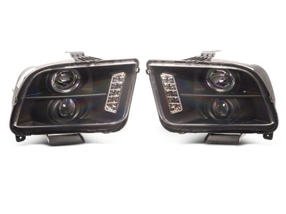 Raxiom 05-09 Ford Mustang Excluding GT500 LED Halo Projector Headlights- Black Housing (Clear Lens)